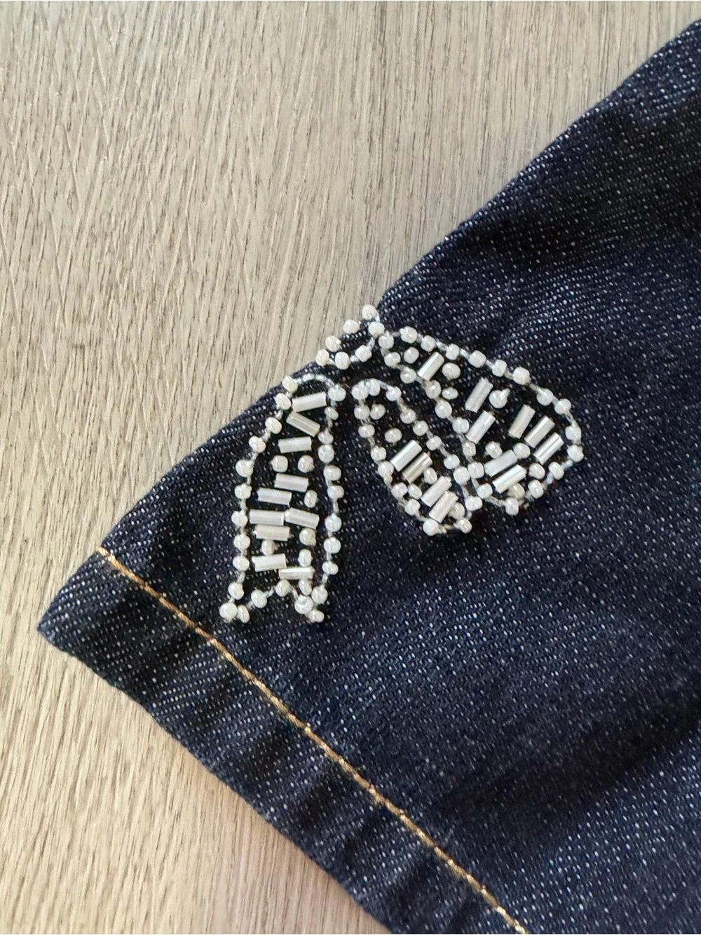 Gymboree Dark Blue Flare Jeans with Rhinestone Bow Detail